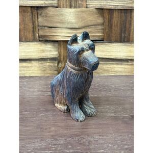 Vintage Folk Art Carved Wooden Dog Figurine